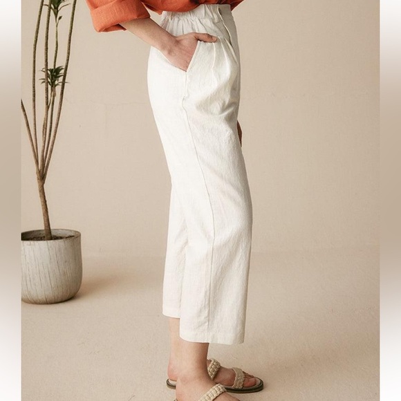 100% Linen Tailored Cropped Trousers CECILIA - Picture 2 of 6